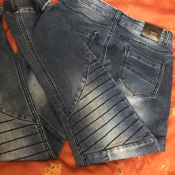 NWOT REBEL JEANS CO FRENCH TERRY STRETCH KNITTED MOTO YOUTH SIZE 12 JEANS NEW! - Picture 12 of 14